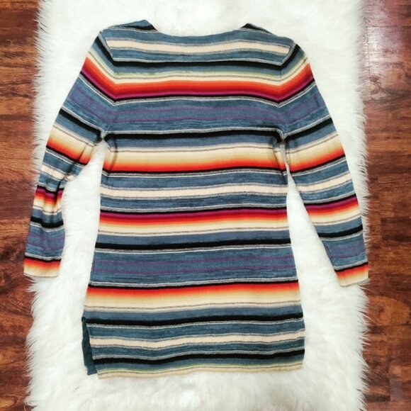 Ralph Lauren Womens Petite Small Striped Linen Cotton Tunic Sweater Dress Multi - Picture 3 of 11
